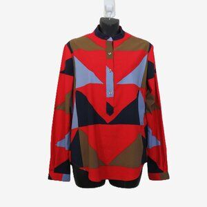 Mara Hoffman size XS Long Sleeve Top Popover Basic Geometric Print